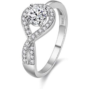 Uloveido Teardrop Shape Hollow Swirl Infinity Rings Round Cubic Zirconia Wedding Engagement Rings WX022