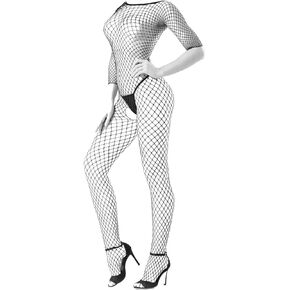 Women'S Exotic Lingerie Bodystockings Hollow Fishnet Bodysuit Dress Sexy One Piece Mesh Fishnet Lingerie
