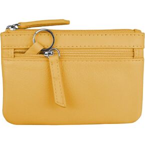 ili New York 6413 Leather Coin Purse with Key Ring Inside (Yellow)