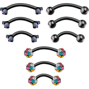 9 قطع الجراحية الصلب الحاجب الدائري للنساء الرجال الأسود منحني الحديد بار 16 جرام تشيكوسلوفاكيا الحاجب اللولب الزنمة الغضروف ثقب الدائري 6 ملليمتر 8 ملليمتر 10 ملليمتر in Kuwait