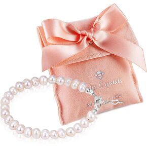 Beaded Bracelets for Girls, Sterling Silver Cultured Freshwater Pearl Bracelet, Baby Girl Toddler Keepsake, Birthday Girl Gifs