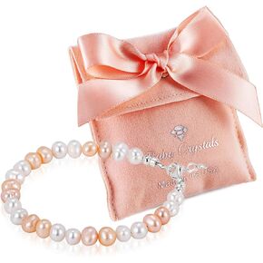 Beaded Bracelets for Girls, Sterling Silver Cultured Freshwater Pearl Bracelet, Baby Girl Toddler Keepsake, Birthday Girl Gifs