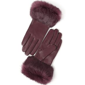YISEVEN Women's Touchscreen Lambskin Leather Gloves Fur Cuff