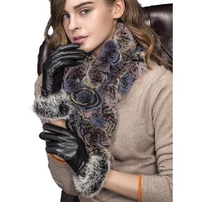 YISEVEN Women's Touchscreen Lambskin Leather Gloves Fur Cuff