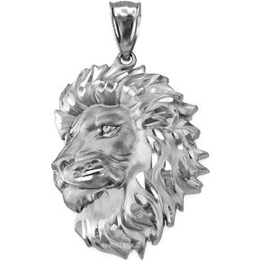 Sterling Silver Satin Lion Head DC Leo Pendant (S/L) in Kuwait