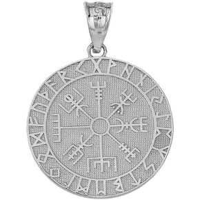 Certified 14k Gold Viking Odin Symbol Rune Amulet Pantgram Vegvisir Compass Pendant