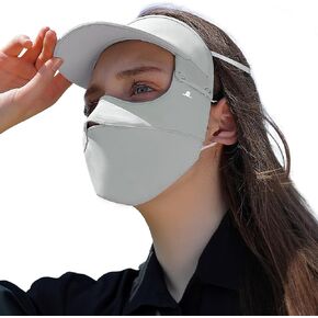 UPF 50+ Sun Hat for Golf Cycling Trekking Fishing, UV Protective Visor Headwear, Summer Outdoor Face Mask Cover Detachable