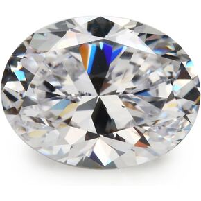 JIANGYUANGEMS 50pcs 5A Oval Cut White Cubic Zirconia Stone Loose CZ Synthetic Gemstone for Jewelry Making