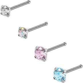 BodyAce Grade 23 Titanium Nose Rings Studs, 20G Cute Nose Stud Rings for Women, Tiny Nose Piercing Jewelry Nose Bone/Screws/L Shaped