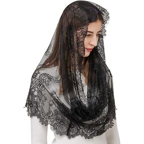 Women Infinity Veil Floral Lace Catholic Chapel Church Veil Latin Mass Mantilla Head Covering Scarf