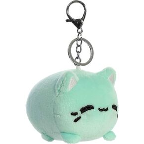 Aurora® Enchanting Tasty Peach® Mint Meowchi Keychain Stuffed Animal - Bright & Colorful Design - Showpiece Plush - Mint 3.5 Inches