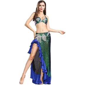 ROYAL SMEELA Belly Dance Costume Belly Dance Skirt Sequin Belly Dance Bra Top Belly Dancing Belt Carnival Costumes for Women