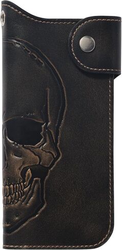HoJ Co. Snap Skull Long Bifold with Grommet | Biker Wallet | Trucker Wallet in Saudi Arabia