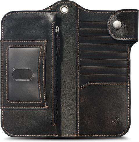 HoJ Co. Snap Skull Long Bifold with Grommet | Biker Wallet | Trucker Wallet in Saudi Arabia