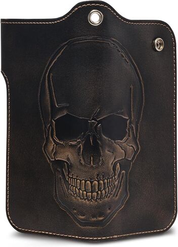 HoJ Co. Snap Skull Long Bifold with Grommet | Biker Wallet | Trucker Wallet in Saudi Arabia