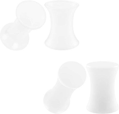 مقاييس كبيرة 2 أزواج أسود أبيض رقيقة سيليكون أكريليك مزدوج متوهج السرج المسمار ثقب نقالة الأذن الصلبة التوصيل القرط الفص نفق in Kuwait