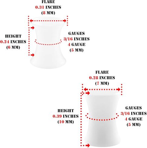 مقاييس كبيرة 2 أزواج أسود أبيض رقيقة سيليكون أكريليك مزدوج متوهج السرج المسمار ثقب نقالة الأذن الصلبة التوصيل القرط الفص نفق in Kuwait