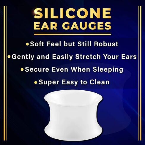 مقاييس كبيرة 2 أزواج أسود أبيض رقيقة سيليكون أكريليك مزدوج متوهج السرج المسمار ثقب نقالة الأذن الصلبة التوصيل القرط الفص نفق in Kuwait