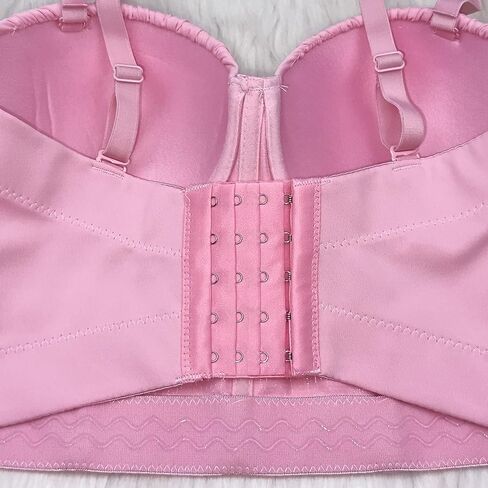 بلوزة ELLACCI نسائية ذات ثنيات للثدي مع مشد بسلسلة من أحجار الراين والماس باللون الوردي in Kuwait