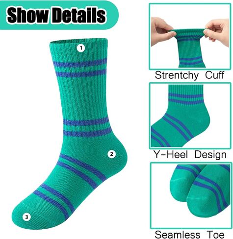 جوارب للأولاد من HnoLno جوارب قطنية ناعمة قابلة للتمدد وجوارب مسامية بتصميم ممتع ولطيف 10-12 سنة خطوط عصرية يومية 5 أزواج in Kuwait