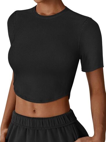 تيشيرتات نسائية مثيرة بأكمام قصيرة من LASLULU، قمصان للتمرين، قمصان صيفية لطيفة وجذابة، قمصان قصيرة in Kuwait