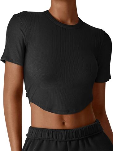 تيشيرتات نسائية مثيرة بأكمام قصيرة من LASLULU، قمصان للتمرين، قمصان صيفية لطيفة وجذابة، قمصان قصيرة in Kuwait