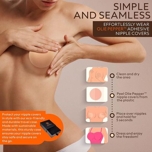 Olie Pepper 2-Pairs, Nipple covers sticky, Reusable nipple covers for women, Nipple Pasties Pack, Silicone nipplecovers in Saudi Arabia