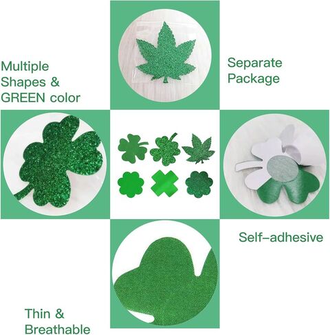 عيد القديس باتريك الحلمة يغطي المرأة أوراق البرسيم على شكل أغطية مثير بتلات الثدي رقيقة فطائر اللحم ملصقات الأخضر in Kuwait