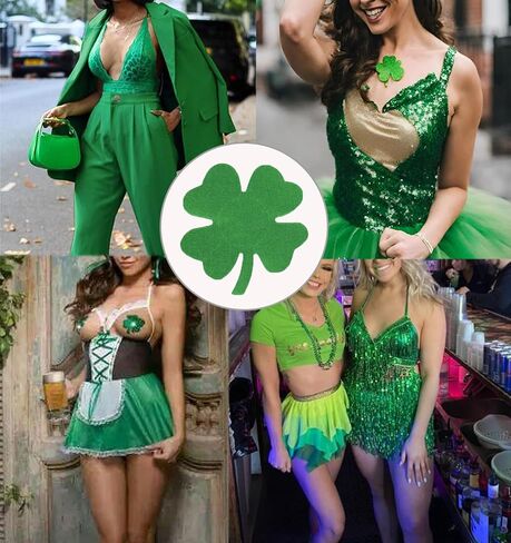 عيد القديس باتريك الحلمة يغطي المرأة أوراق البرسيم على شكل أغطية مثير بتلات الثدي رقيقة فطائر اللحم ملصقات الأخضر in Kuwait