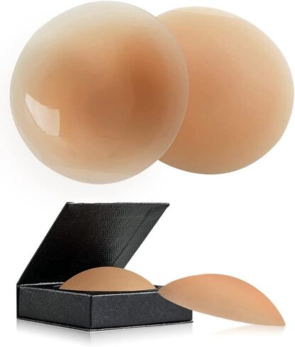 أغطية حلمات فطائر اللحم من بارنيكس للنساء قابلة لإعادة الاستخدام مع صندوق سفر - حمالة صدر غير مرئية من السيليكون الرقيق للغاية in Kuwait