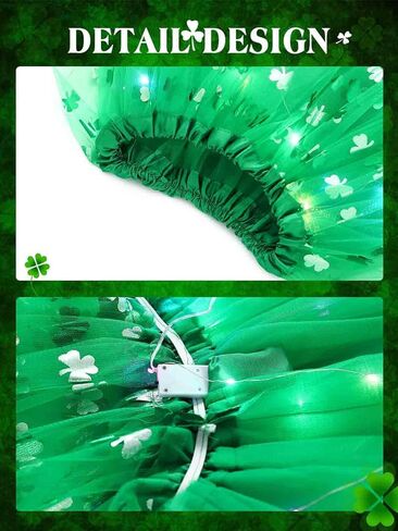 Nicute Light Up Tutu Skirt St. Patrick's Day Tutu Skirt LED Sparkly Irish Clover Festival Party Tutu Skirt Costume for Adult in Kuwait