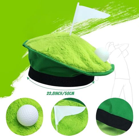 Keymall Funny Golf Costume 5 Pcs Golf Beret Green Vest Gloves Tie Sock for Adult Halloween Golf Themed Birthday Costume Party in Saudi Arabia