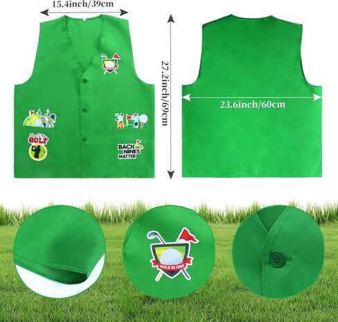 Keymall Funny Golf Costume 5 Pcs Golf Beret Green Vest Gloves Tie Sock for Adult Halloween Golf Themed Birthday Costume Party in Saudi Arabia