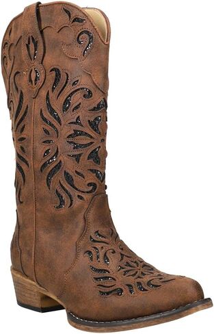 ROPER Women's Riley Glitz Embossed Snip Toe Cowboy Boots Western in Saudi Arabia