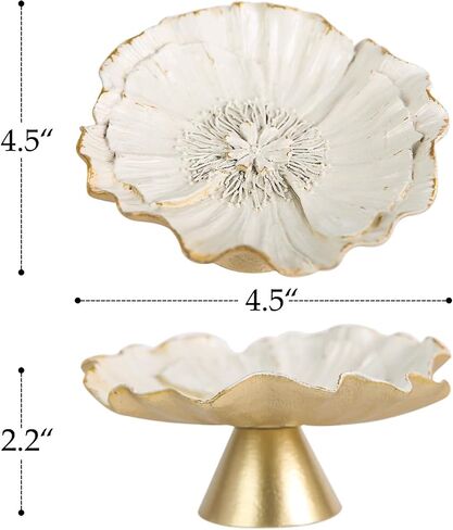NIKKY HOME Vintage Ring Holder Jewelry Dish, Flower Shaped Trinket Display Decorative Metal Tray Classy Birthday Chrismas Gifts for Women Girls, White in Saudi Arabia
