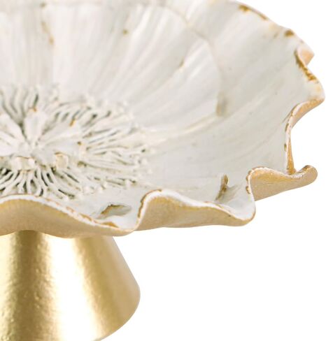 NIKKY HOME Vintage Ring Holder Jewelry Dish, Flower Shaped Trinket Display Decorative Metal Tray Classy Birthday Chrismas Gifts for Women Girls, White in Saudi Arabia