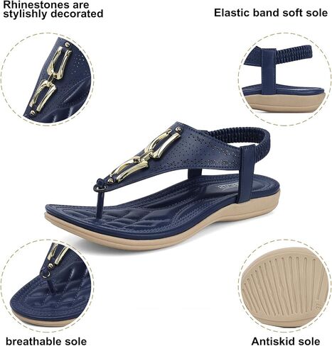 SHIBEVER Womens Flat Sandals Comfortable: Elastic T-Strap Tgong Sandal Women - Dressy Summer Sandals - Open Toe Comfort Sandal in Saudi Arabia