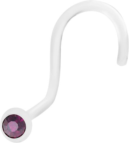 Forbidden Body Jewelry 20g Metal Free BioFlex Clear Nose Screw with 2mm Crystal Gem in Saudi Arabia