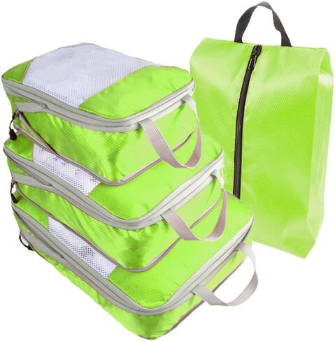 AUXDIQ 4 PCS Compression Packing Cubes for Suitcase Travel Luggage Organizer Bags Set Packing Organizers Compression Suitcase Bag Travel Essential Bag in Saudi Arabia