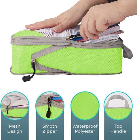 AUXDIQ 4 PCS Compression Packing Cubes for Suitcase Travel Luggage Organizer Bags Set Packing Organizers Compression Suitcase Bag Travel Essential Bag in Saudi Arabia