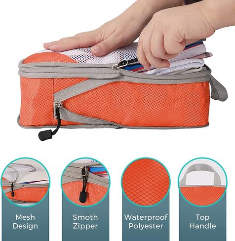 AUXDIQ 4 PCS Compression Packing Cubes for Suitcase Travel Luggage Organizer Bags Set Packing Organizers Compression Suitcase Bag Travel Essential Bag in Saudi Arabia