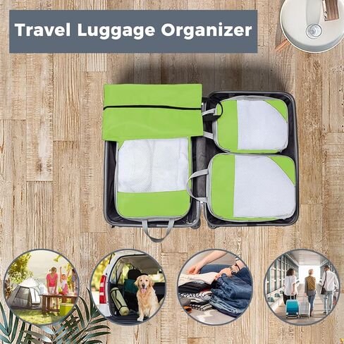 AUXDIQ 4 PCS Compression Packing Cubes for Suitcase Travel Luggage Organizer Bags Set Packing Organizers Compression Suitcase Bag Travel Essential Bag in Saudi Arabia