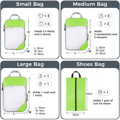 AUXDIQ 4 PCS Compression Packing Cubes for Suitcase Travel Luggage Organizer Bags Set Packing Organizers Compression Suitcase Bag Travel Essential Bag in Saudi Arabia