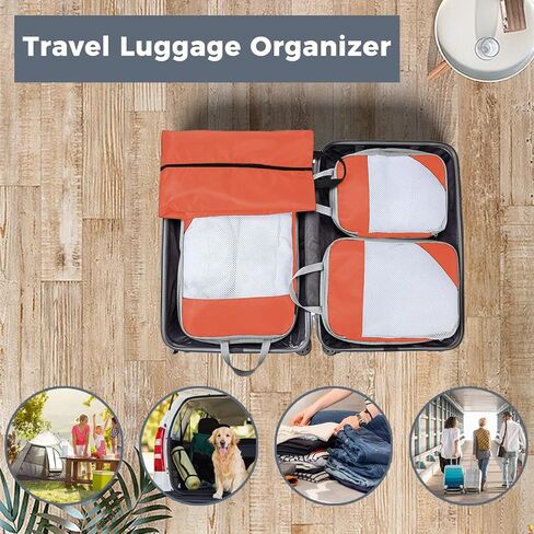 AUXDIQ 4 PCS Compression Packing Cubes for Suitcase Travel Luggage Organizer Bags Set Packing Organizers Compression Suitcase Bag Travel Essential Bag in Saudi Arabia