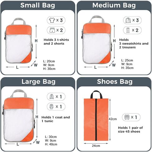 AUXDIQ 4 PCS Compression Packing Cubes for Suitcase Travel Luggage Organizer Bags Set Packing Organizers Compression Suitcase Bag Travel Essential Bag in Saudi Arabia