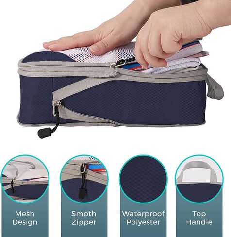 AUXDIQ 4 PCS Compression Packing Cubes for Suitcase Travel Luggage Organizer Bags Set Packing Organizers Compression Suitcase Bag Travel Essential Bag in Saudi Arabia