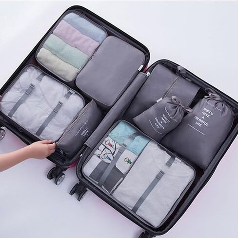 9 Pcs Travel Packing Organizers, Luggage Organizers for Suitcase Set, Travel Cubes for Suitcase Lightweight Travel Essential Bag with Large Toiletries Bag for Clothes Shoes in Saudi Arabia