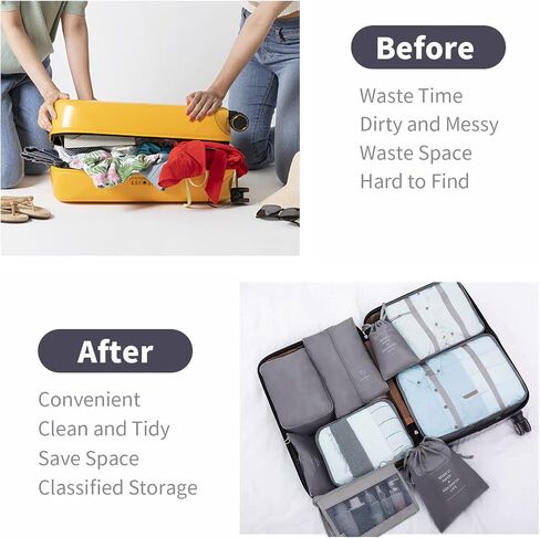 9 Pcs Travel Packing Organizers, Luggage Organizers for Suitcase Set, Travel Cubes for Suitcase Lightweight Travel Essential Bag with Large Toiletries Bag for Clothes Shoes in Saudi Arabia