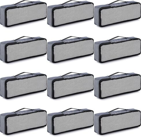 Amylove 12 Pcs Small Compression Packing Cubes Mesh Packing Travel Organizer for Women Family Lightweight Suitcase Organizer Storage Luggage Cubes with Handle for Men Adult Travel Accessories, Grey in Saudi Arabia