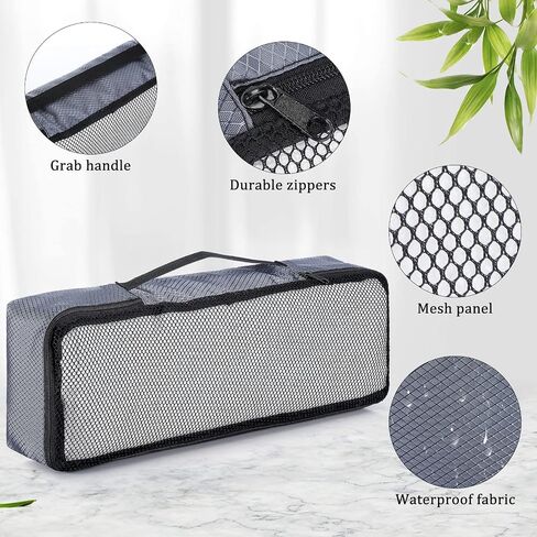Amylove 12 Pcs Small Compression Packing Cubes Mesh Packing Travel Organizer for Women Family Lightweight Suitcase Organizer Storage Luggage Cubes with Handle for Men Adult Travel Accessories, Grey in Saudi Arabia